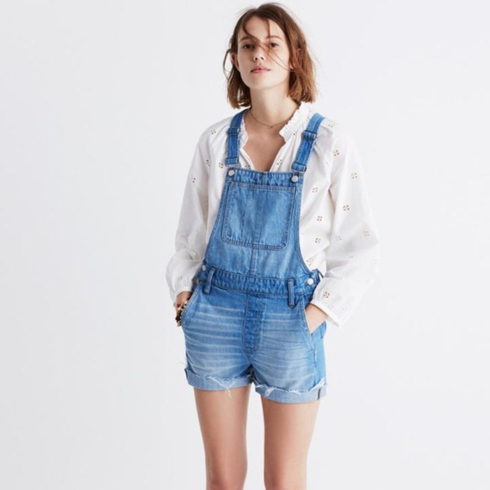 NEW MADEWELL Adirondack Denim Overalls Shorts XL